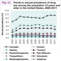 אחוזי השימוש בסמים בארה"ב