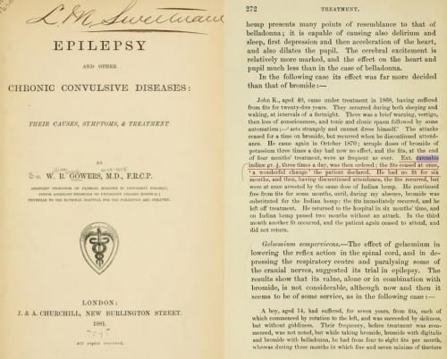 קנאביס לטיפול באפילפסיה - שנת 1881