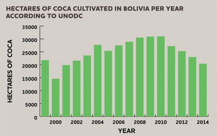 כמות גידולי הקוקה בבוליביה