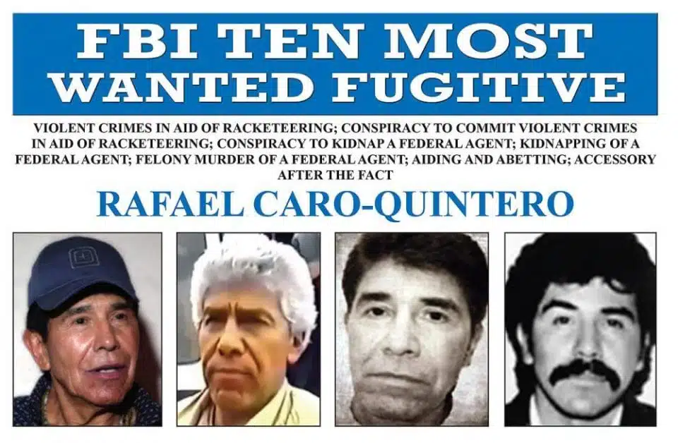 מודעה שמכריזה על רפאל קארו קינטרו כאחד מעשרת הפושעים הנמלטים המבוקשים ביותר של ה-FBI (מקור: אתר ה-FBI)