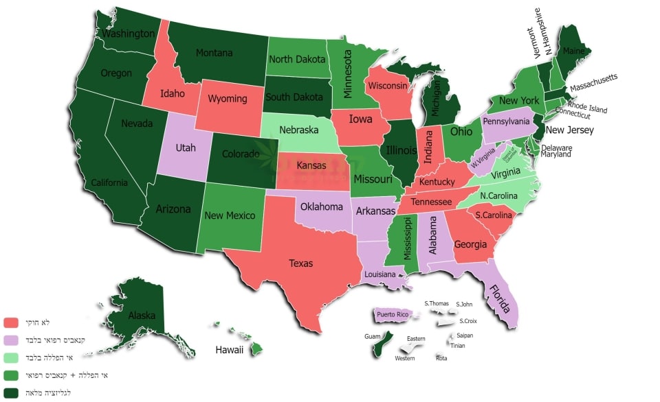 מפת חוקי קנאביס בארצות הברית 2023