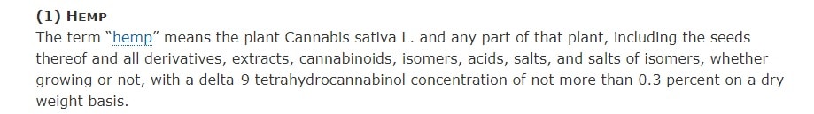 ההגדרה של 'קנאביס המפ' מתוך 'חוק המשק' - כל עוד בצמח קנאביס יש פחות מ-0.3% דלתא-9-THC, הוא נחשב לקנאביס המפ, ועל כן הוא חוקי וכך גם כל החומרים המופקים ממנו