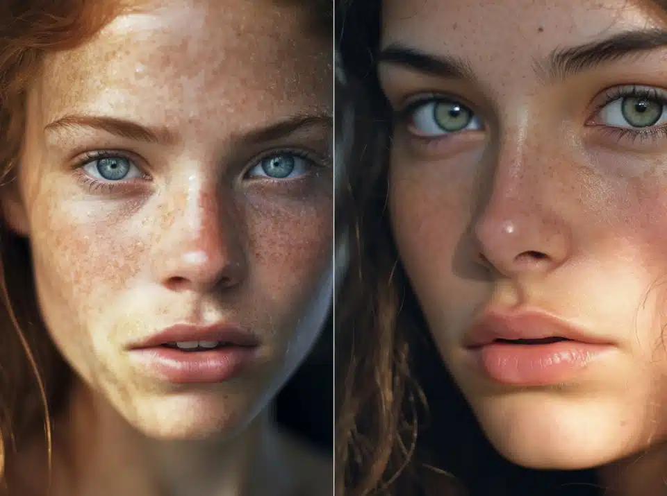 פנים של נשים צעירות שעוצבו באמצעות בינה מלאכותית